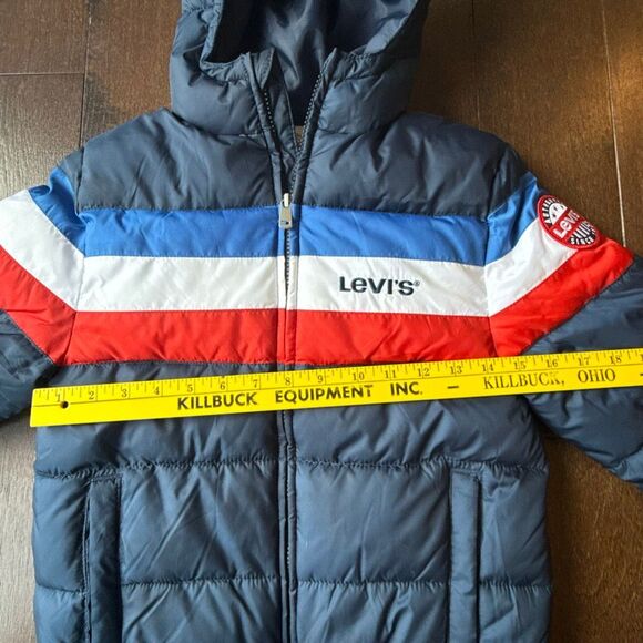 Levis kids puffer coat boys size small 8/10 red white blue retro colorblock - Picture 9 of 10